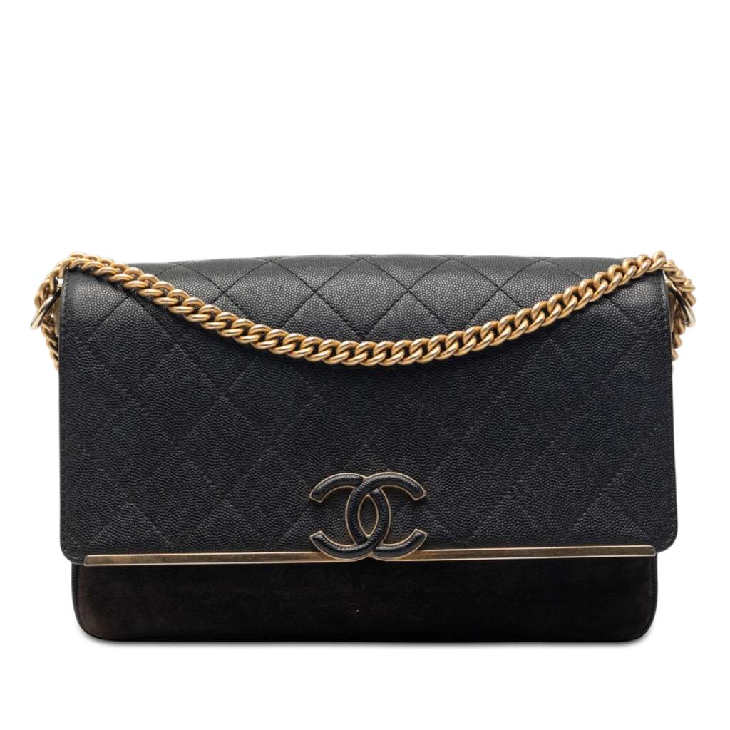 Chanel حقيبة ليدي كوكو فليب مطرزة بجلد الكافيار والجلد المدبوغ