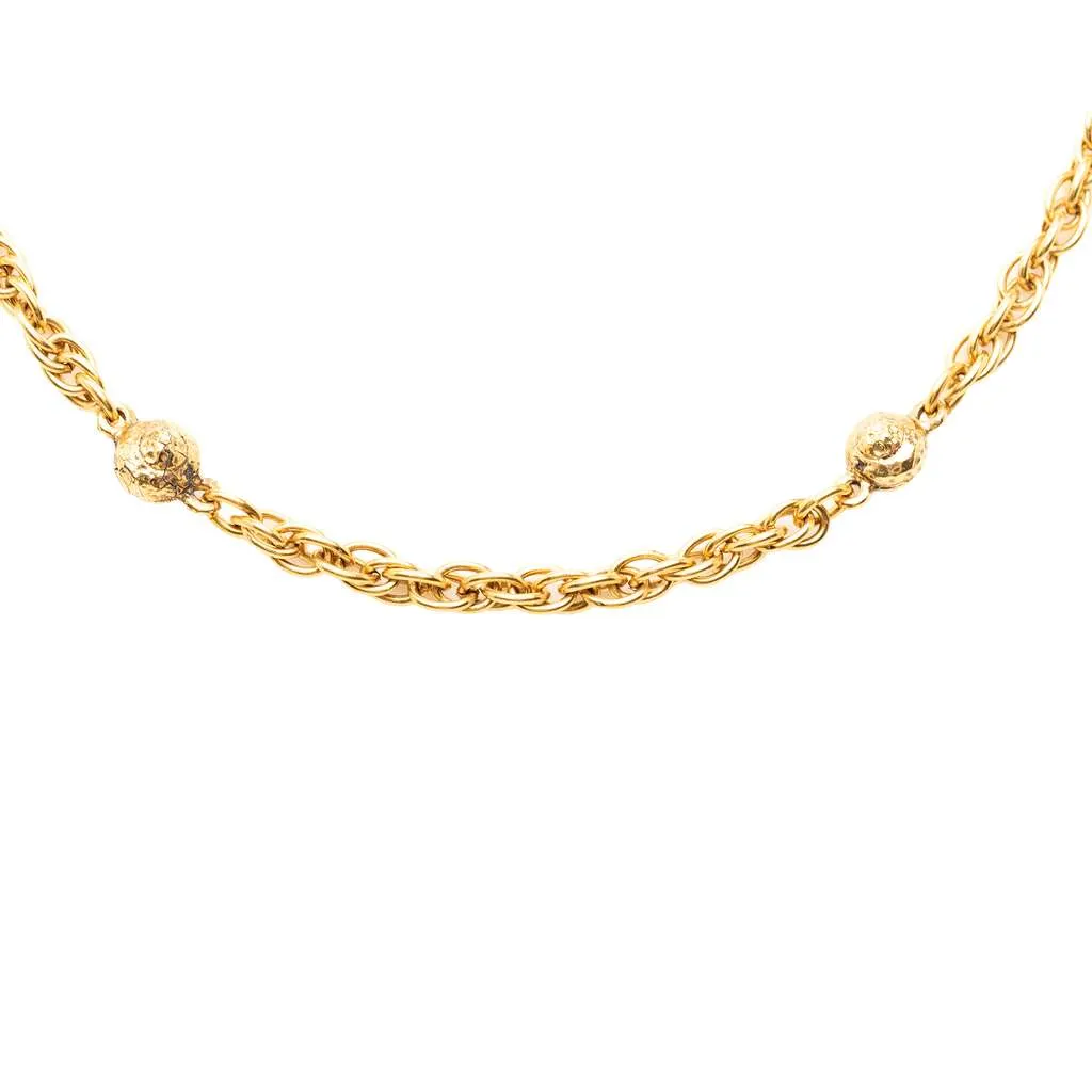 Chanel Gold Plated Ball Charms Necklace Gold Metal Very good - Front View