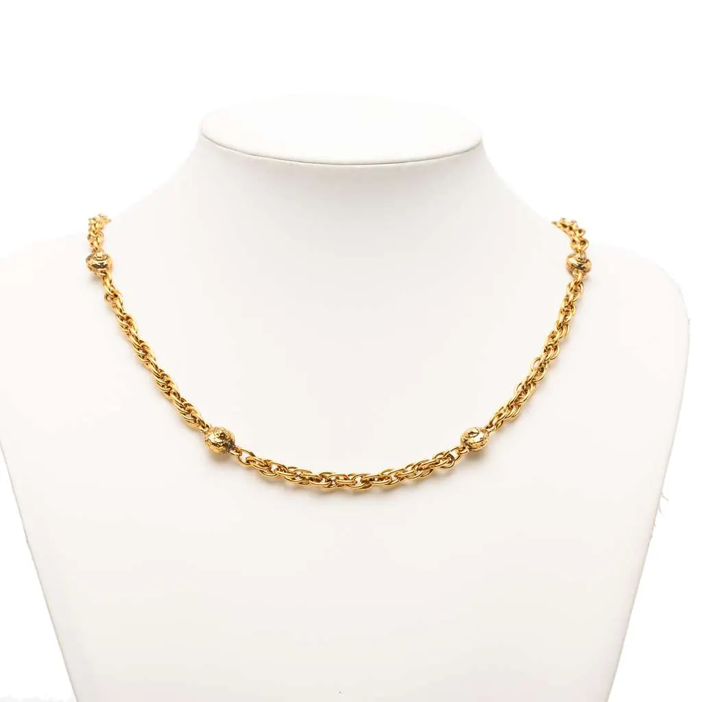 Chanel Gold Plated Ball Charms Necklace Gold Metal Very good - Box View