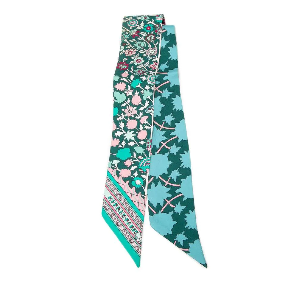 Hermès Tapis Persans Silk Twilly Scarf Blue Silk Very good - Front View