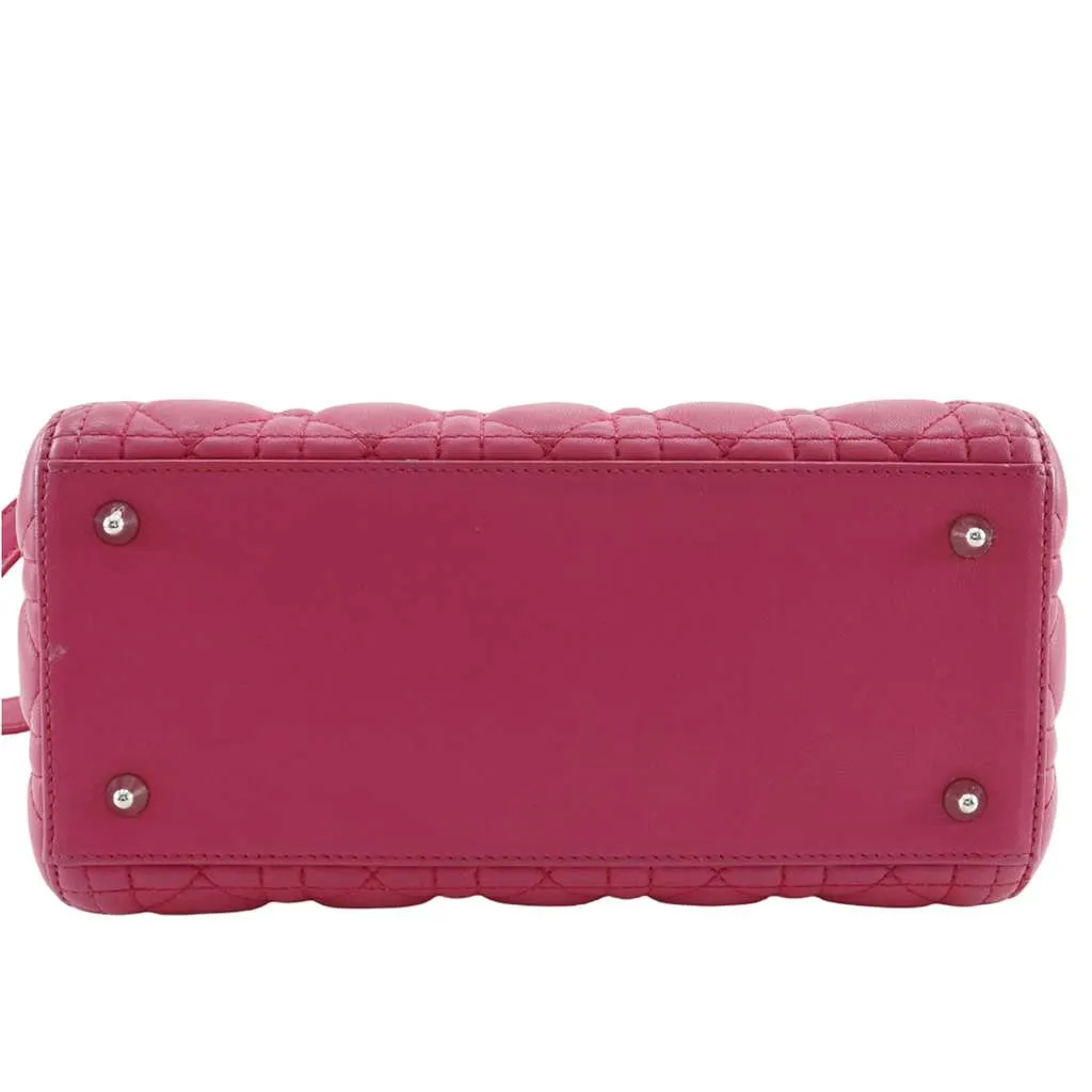 Dior Medium Lambskin Cannage Lady Dior Pink Leather Very good - Model View