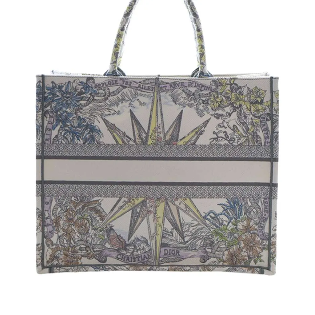 Dior Large Embroidered Canvas Reve d Infini Book Tote White Canvas Very good - Model View