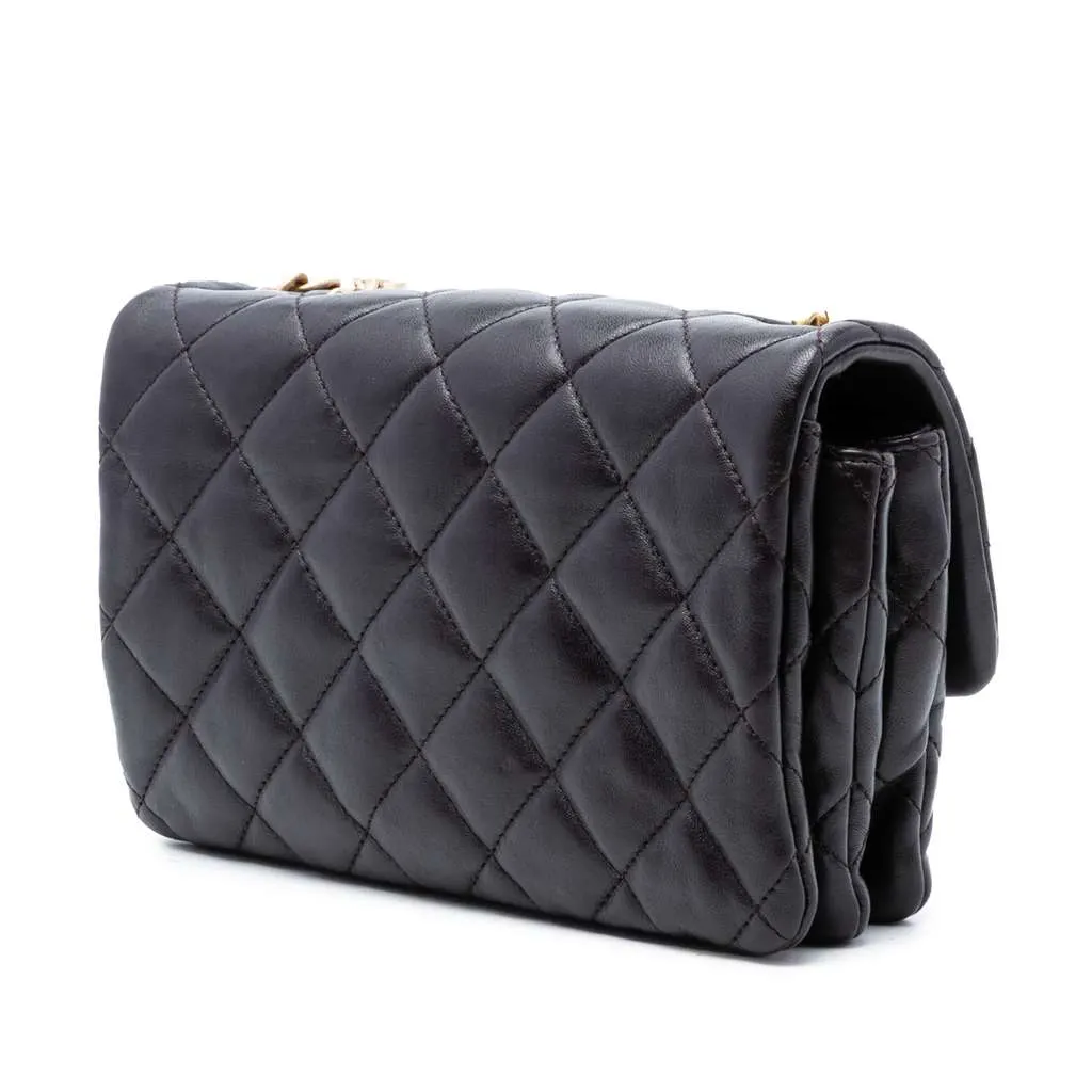 Chanel Small Quilted Lambskin Pillow Crush Flap Purple Leather Very good - Back View