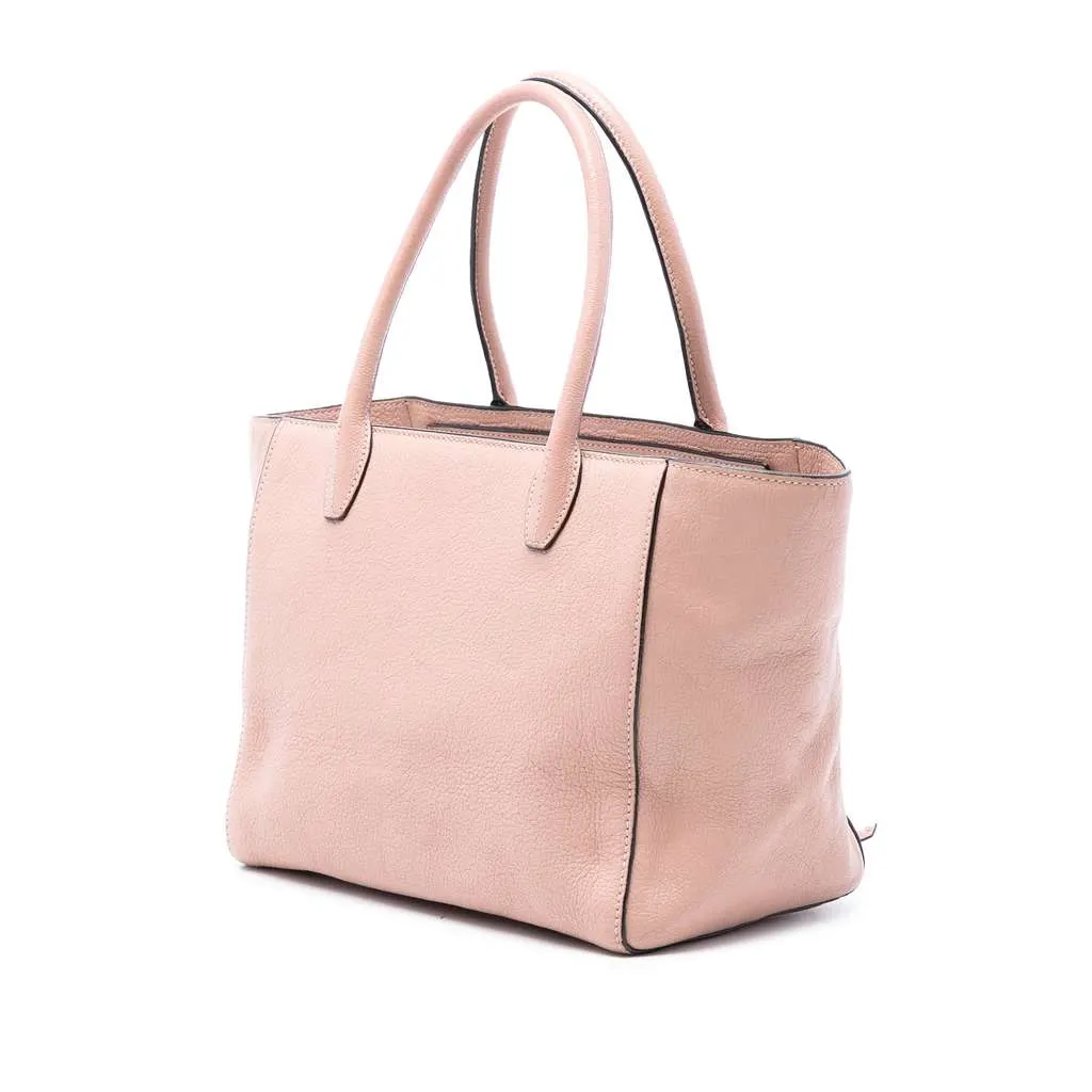Miu Miu Goatskin Madras Front Pocket Satchel Pink Leather Very good - Back View