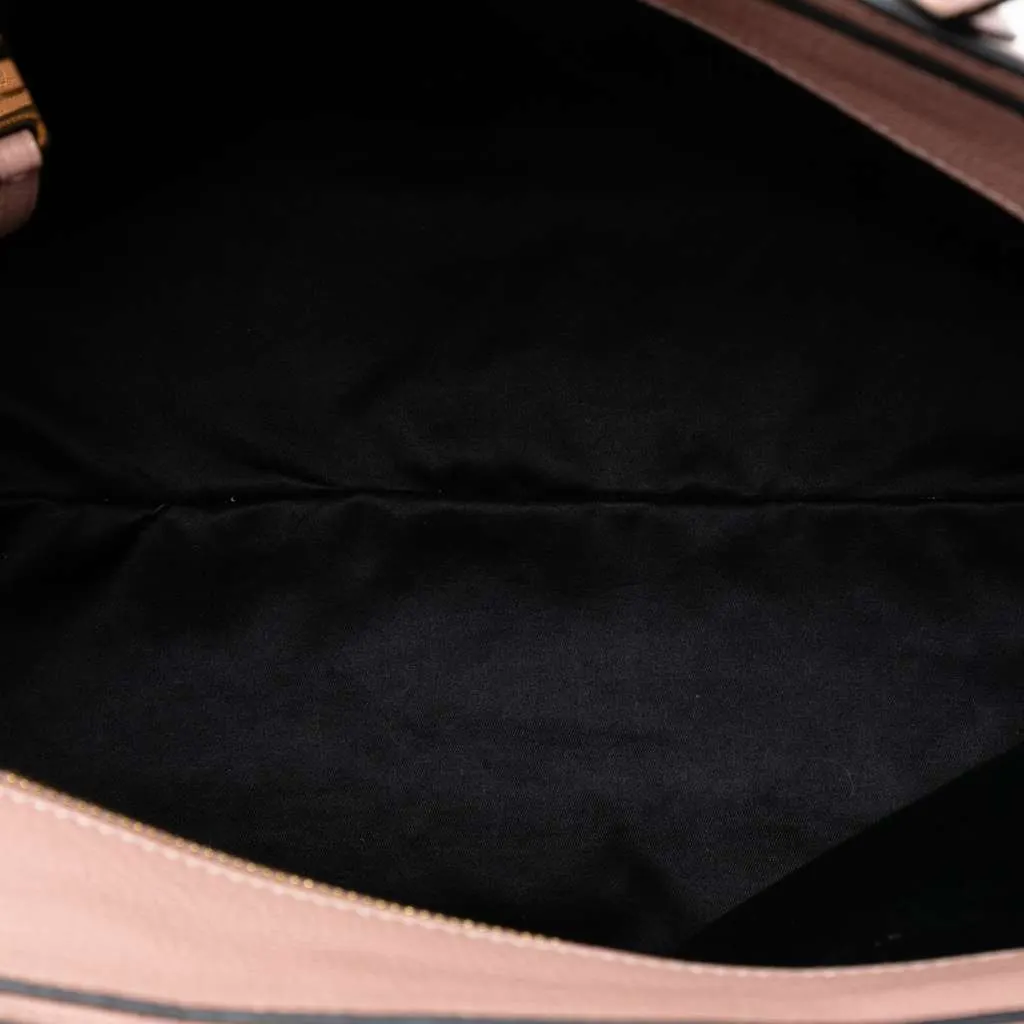 Miu Miu Goatskin Madras Front Pocket Satchel Pink Leather Very good - Model View