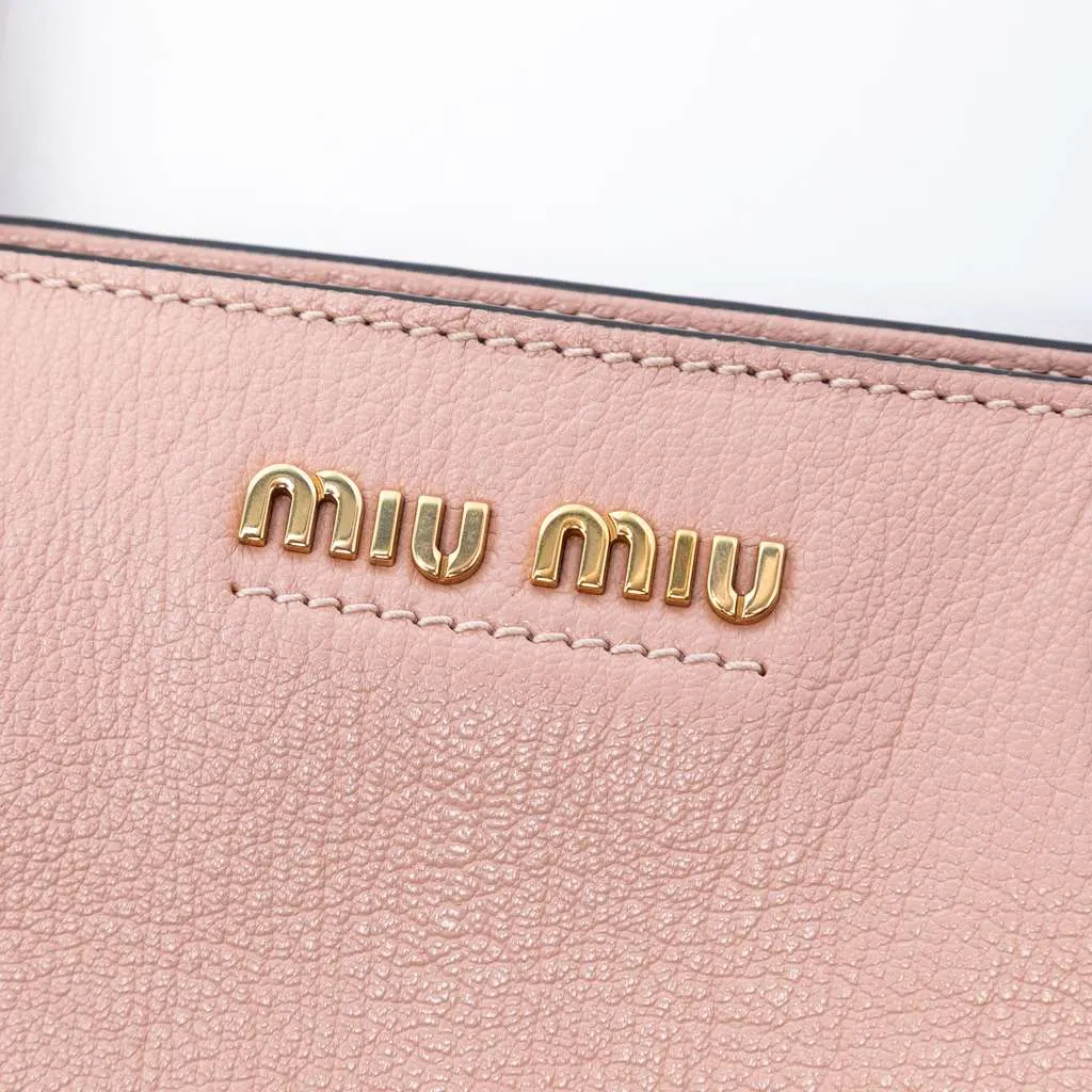 Miu Miu Goatskin Madras Front Pocket Satchel Pink Leather Very good - Box View