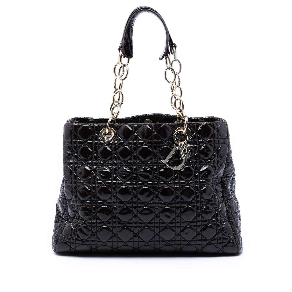 Dior Large Patent Cannage Lady Dior Soft Shopping Tote