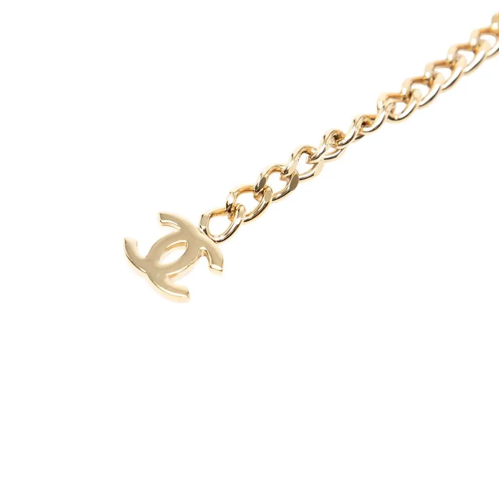 Chanel Gold Plated Strass Coco Plaque Double Chain Belt Gold Metal Very good - Back View