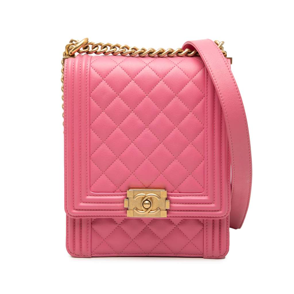 Chanel Quilted Lambskin North South Boy Flap