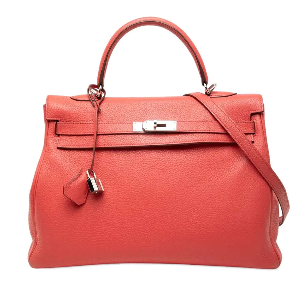 Hermès Clemence Kelly II Retourne 35 Red Leather Very good - Front View