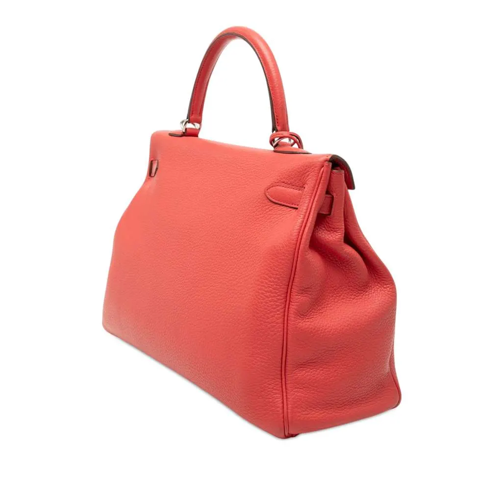Hermès Clemence Kelly II Retourne 35 Red Leather Very good - Back View