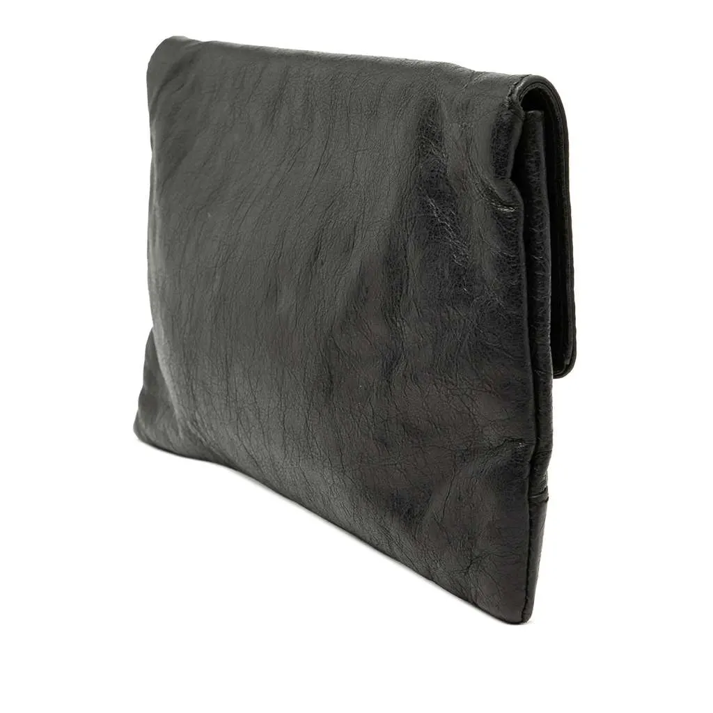 Balenciaga Lambskin Motocross Giant 12 Envelope Clutch Black Leather Very good - Back View