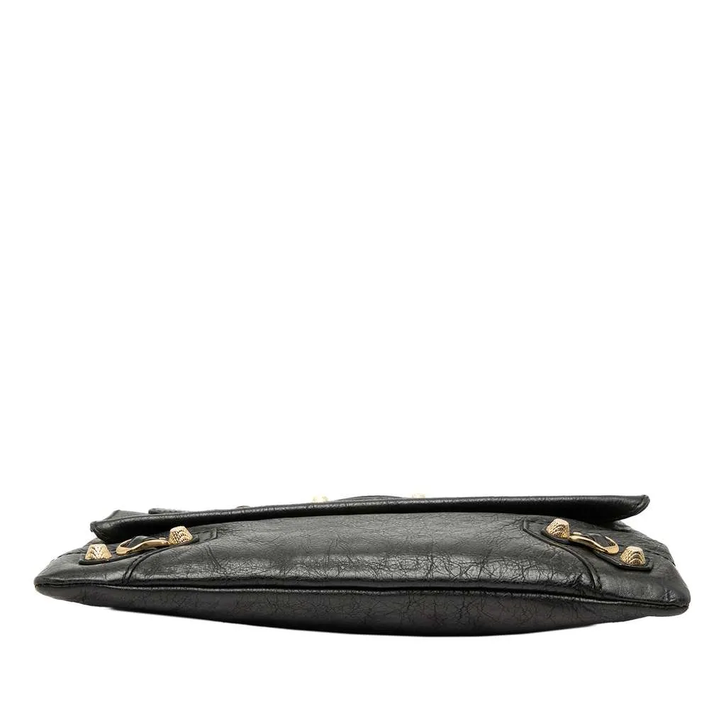 Balenciaga Lambskin Motocross Giant 12 Envelope Clutch Black Leather Very good - Inside View