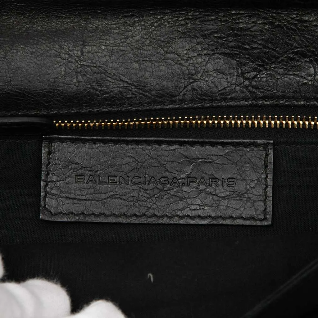 Balenciaga Lambskin Motocross Giant 12 Envelope Clutch Black Leather Very good - Box View