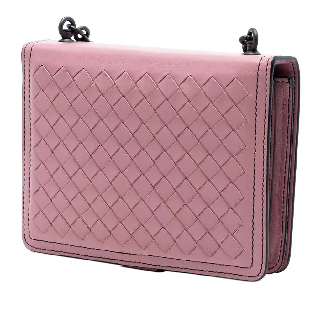 Bottega Veneta Small Nappa Intrecciato Runway Shoulder Bag Pink Leather Very good - Back View