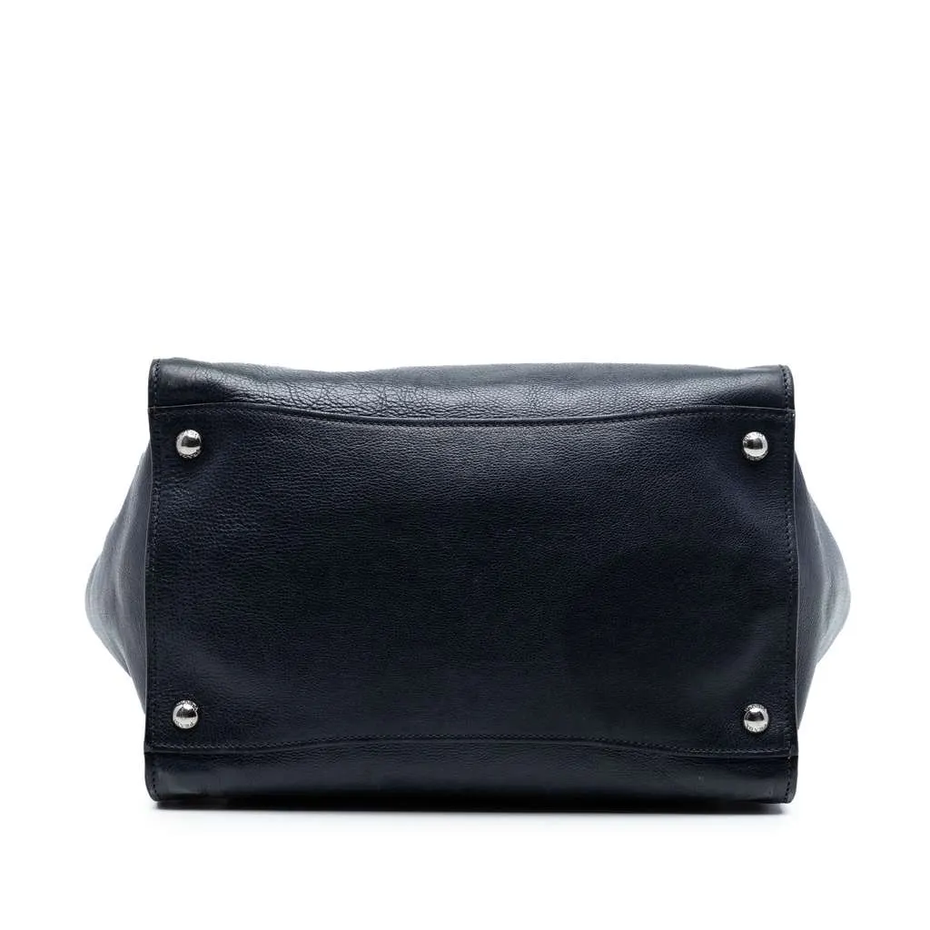Prada Glace Calf Twin Pocket Double Handle Satchel Blue Leather Very good - Inside View