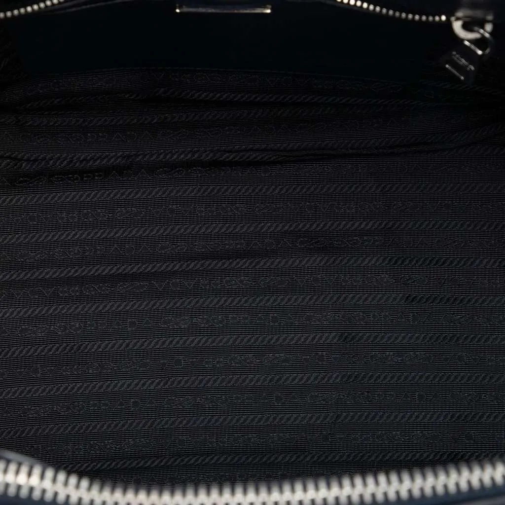 Prada Glace Calf Twin Pocket Double Handle Satchel Blue Leather Very good - Model View