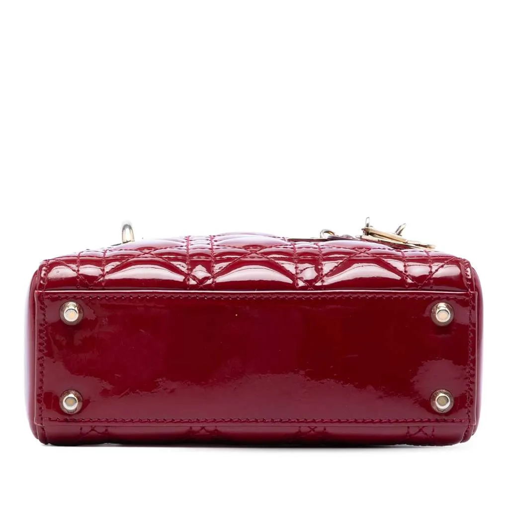 Dior Mini Patent Cannage Lady Dior Red Leather Very good - Inside View
