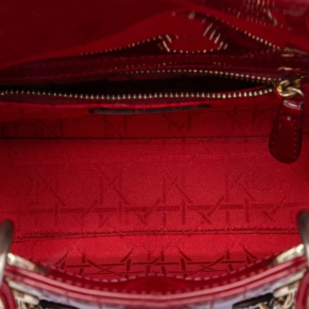 Dior Mini Patent Cannage Lady Dior Red Leather Very good - Model View