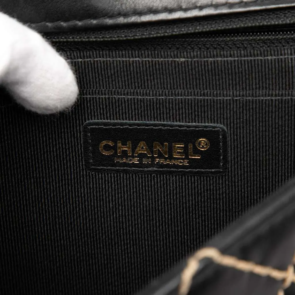 Chanel CC Calfskin Wild Stitch Flap Black Leather Very good - Box View
