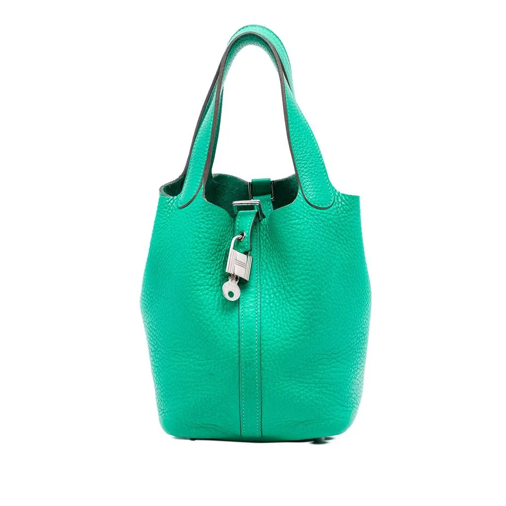Hermès Clemence Picotin Lock 18 Green Leather Very good - Front View