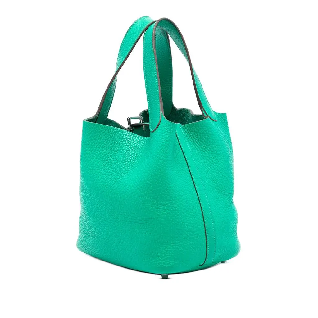 Hermès Clemence Picotin Lock 18 Green Leather Very good - Back View