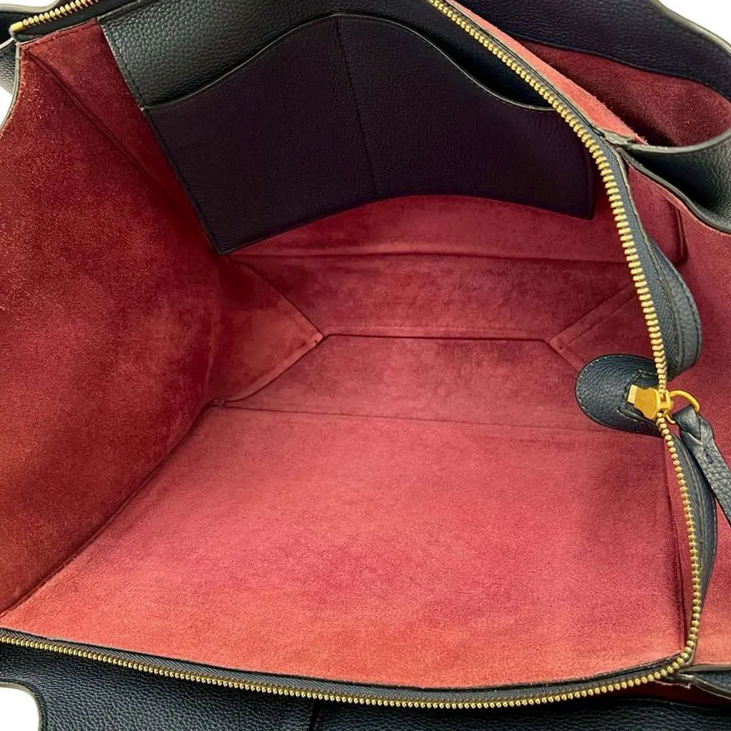 Celine Medium Grained Calfskin Trifold Tote Blue Leather Very good - Box View