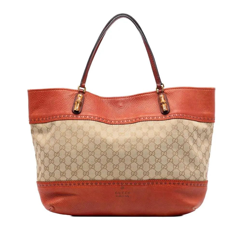 Gucci Large GG Canvas Laidback Crafty Tote Beige Canvas Very good - Front View