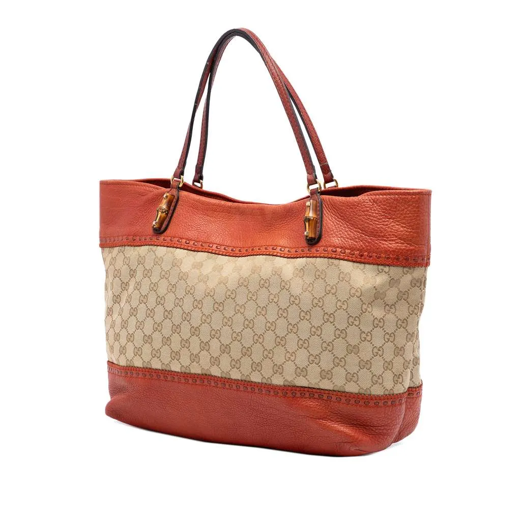 Gucci Large GG Canvas Laidback Crafty Tote Beige Canvas Very good - Back View