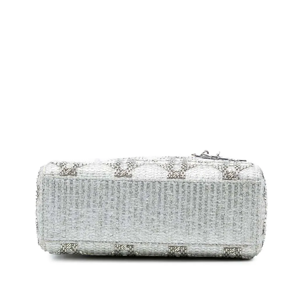 Dior Mini Tweed Cannage Beaded Lady Dior White Tweed Very good - Inside View