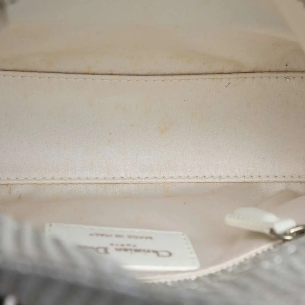 Dior Mini Tweed Cannage Beaded Lady Dior White Tweed Very good - Model View