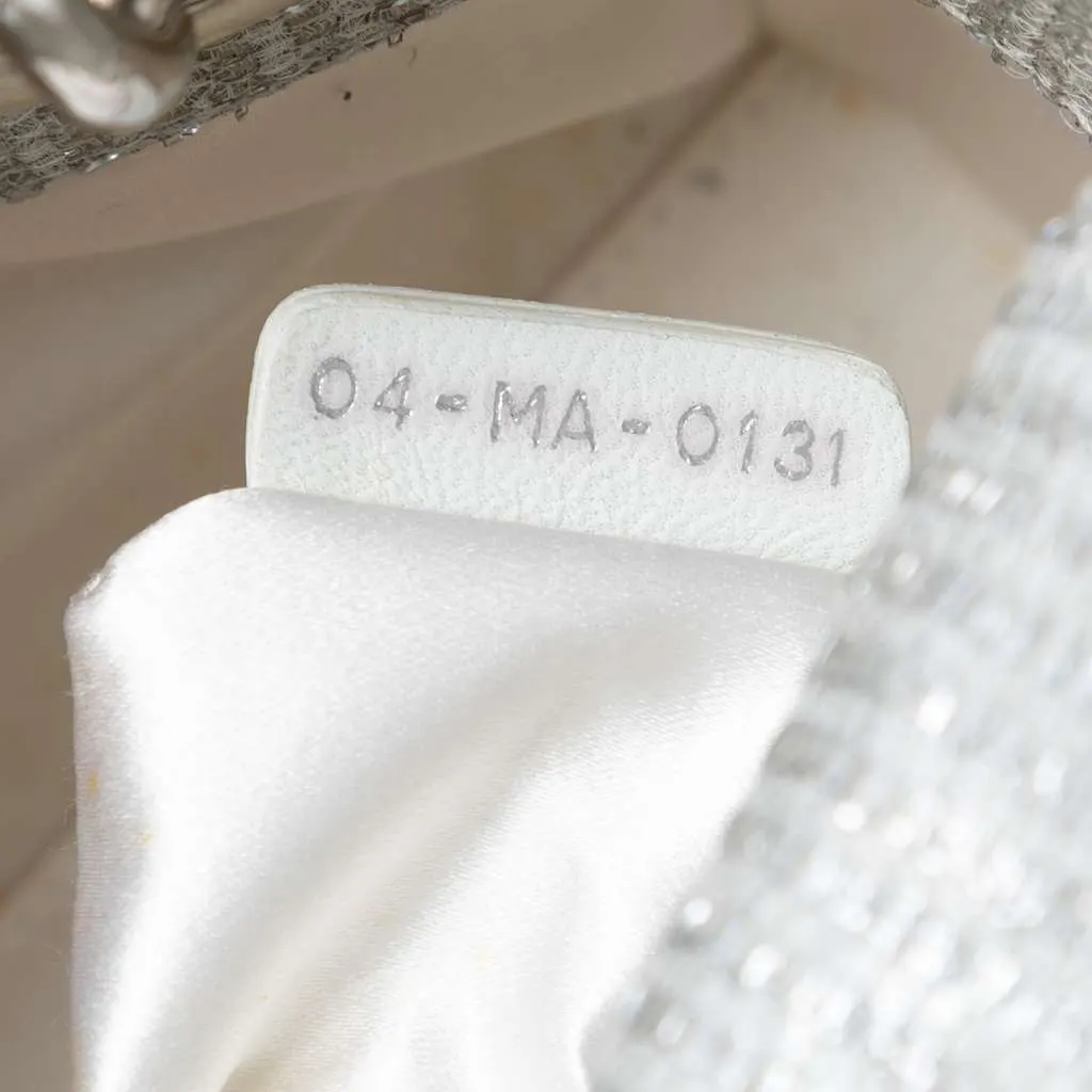 Dior Mini Tweed Cannage Beaded Lady Dior White Tweed Very good - Box View