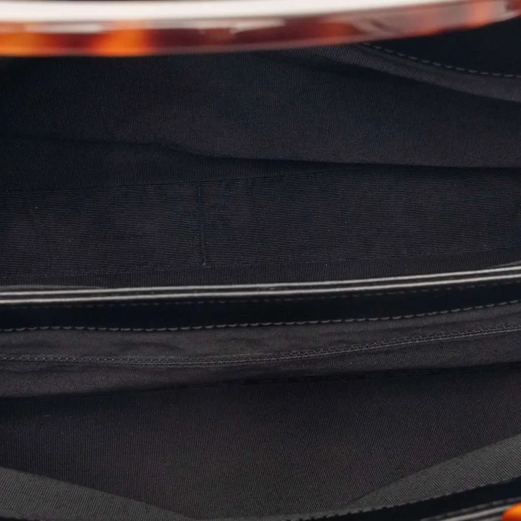 Chanel CC Lambskin Tortoise Shell Top Handle Tote Black Leather Very good - Model View