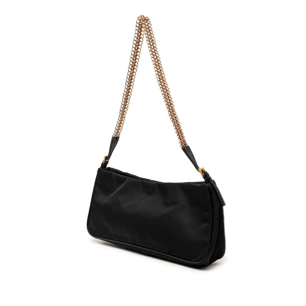 Prada Tessuto Chain Shoulder Bag Black Very good - Back View