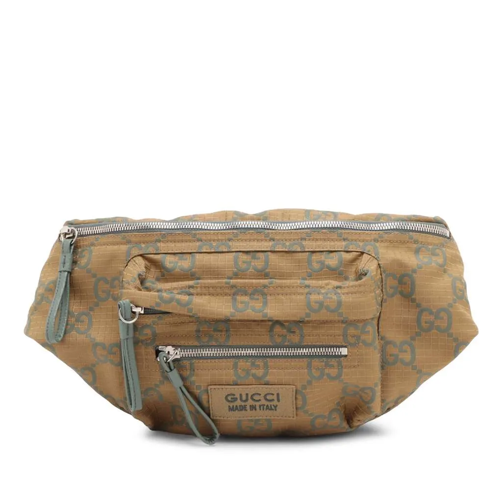 Gucci GG Ripstop Nylon Belt Bag Brown Very good - Front View