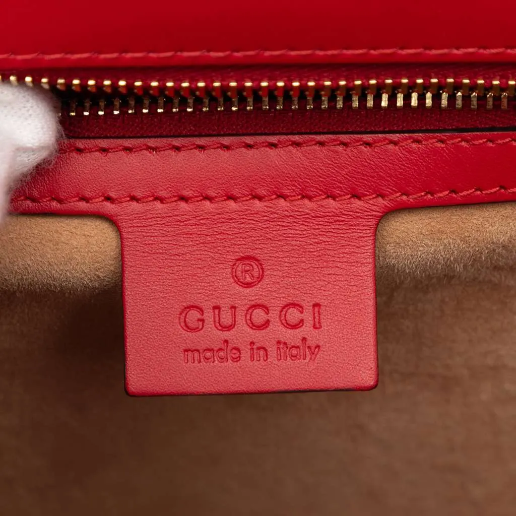 Gucci Medium Leather Web Sylvie Top Handle Bag Red Leather Very good - Box View