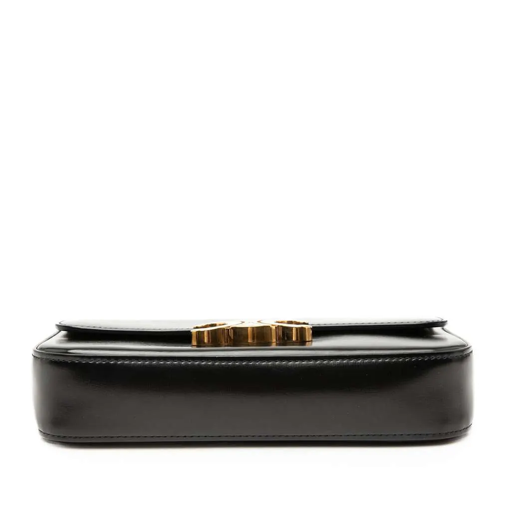 Celine Shiny Calfskin Claude Chain Shoulder Bag Black Leather Very good - Inside View