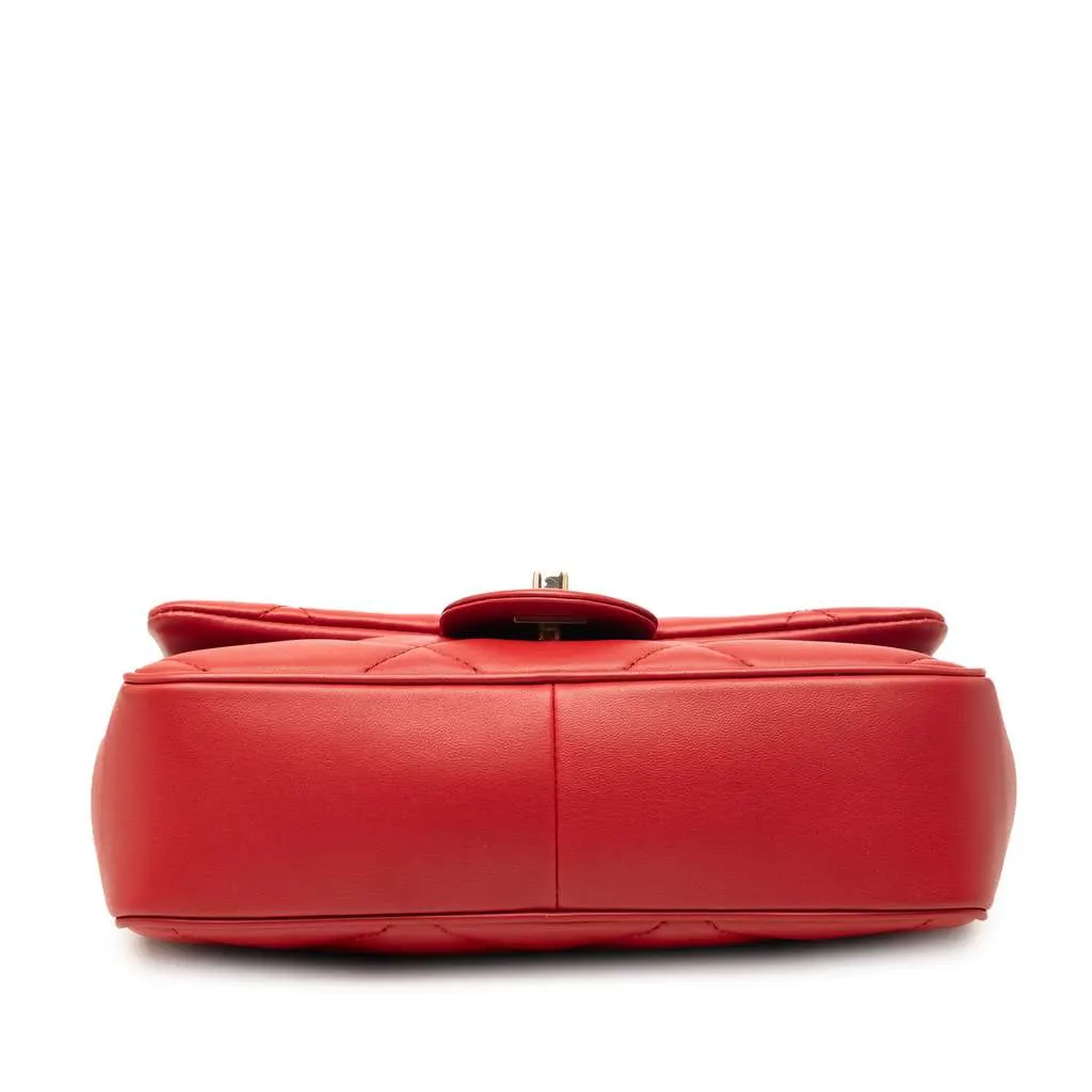 Chanel Small Lambskin Easy Carry Flap Red Leather Very good - Inside View