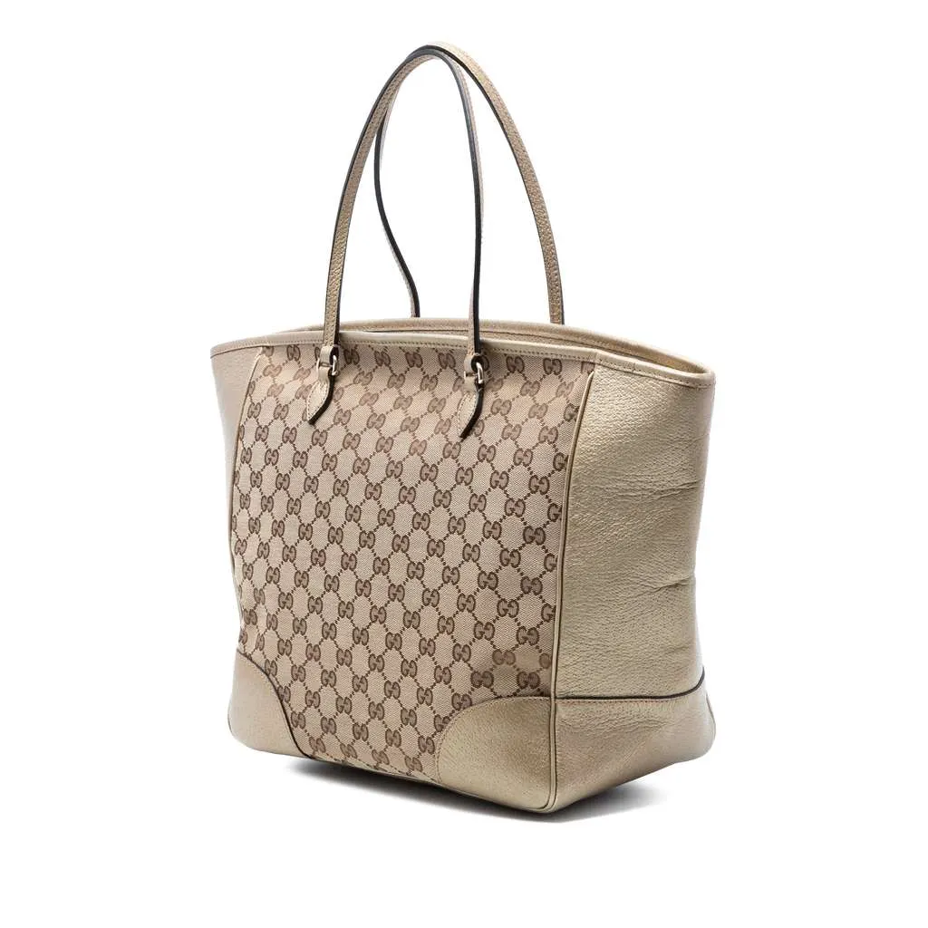 Gucci GG Canvas and Leather Bree Tote Beige Leather Good - Back View