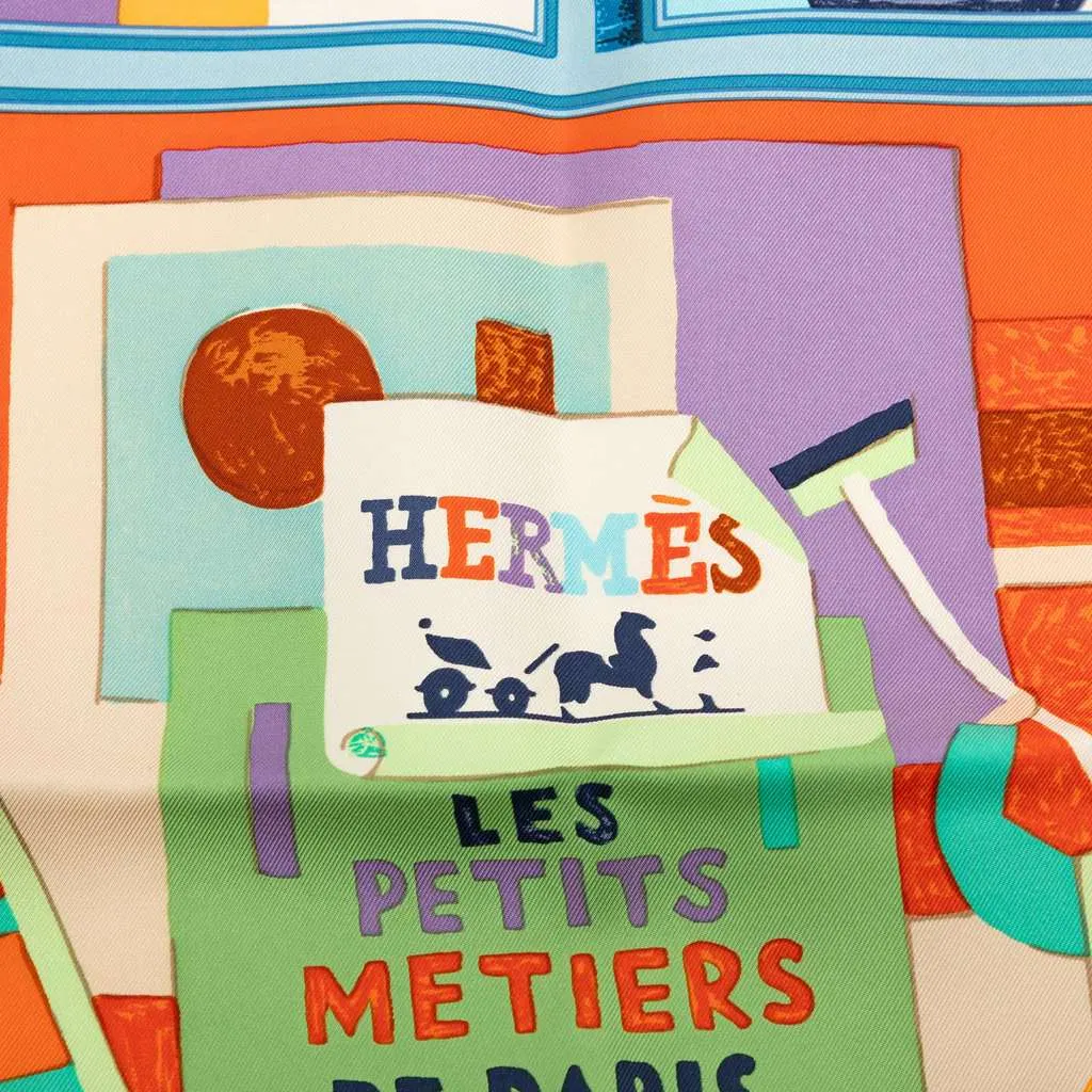 Hermès Les Petits Metiers De Paris Silk Scarf 90 Blue Silk Very good - Box View