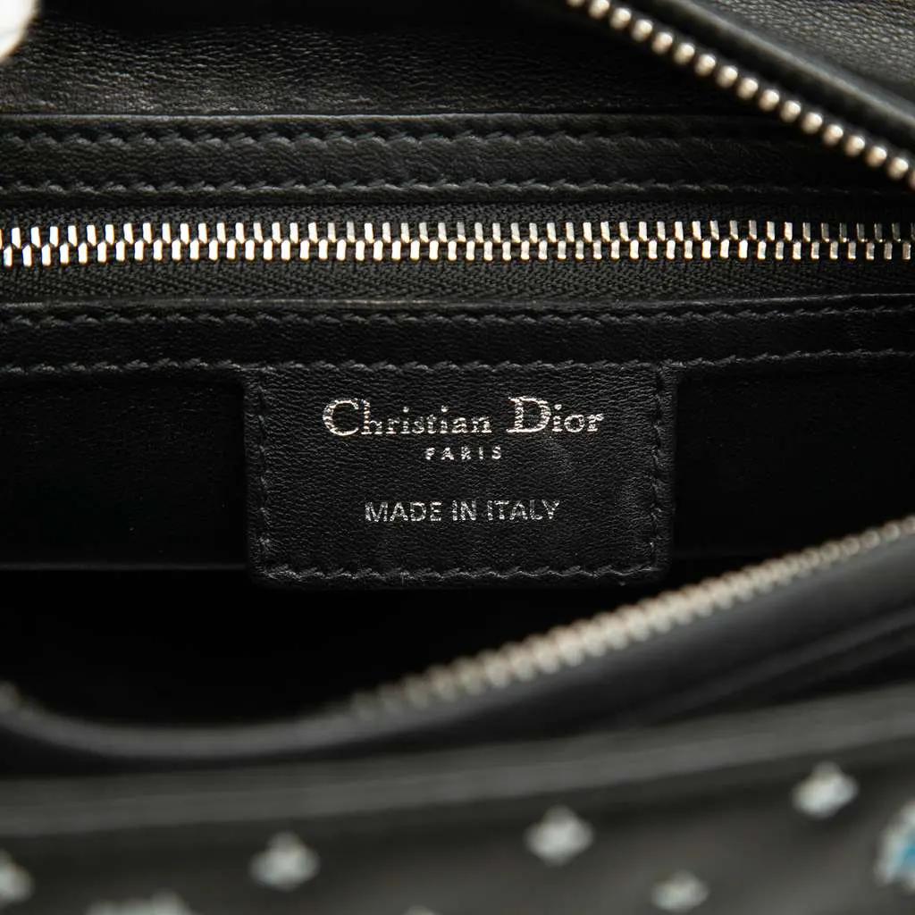 Dior Medium Calfskin Embroidered Flower Lady Dior Black Leather Very good - Box View