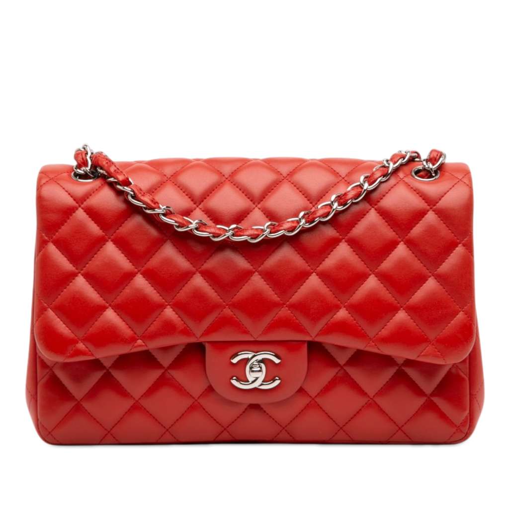 Chanel حقيبة جامبو كلاسيكية من جلد الخروف ذات غطاء مزدوج
