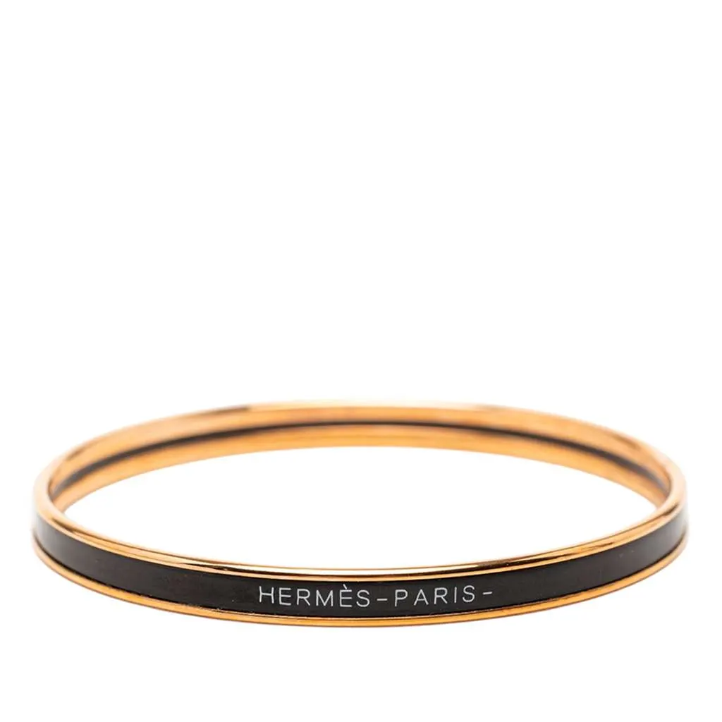 Hermès Extra Narrow Enamel Uni Bangle 62 Black Very good - Front View