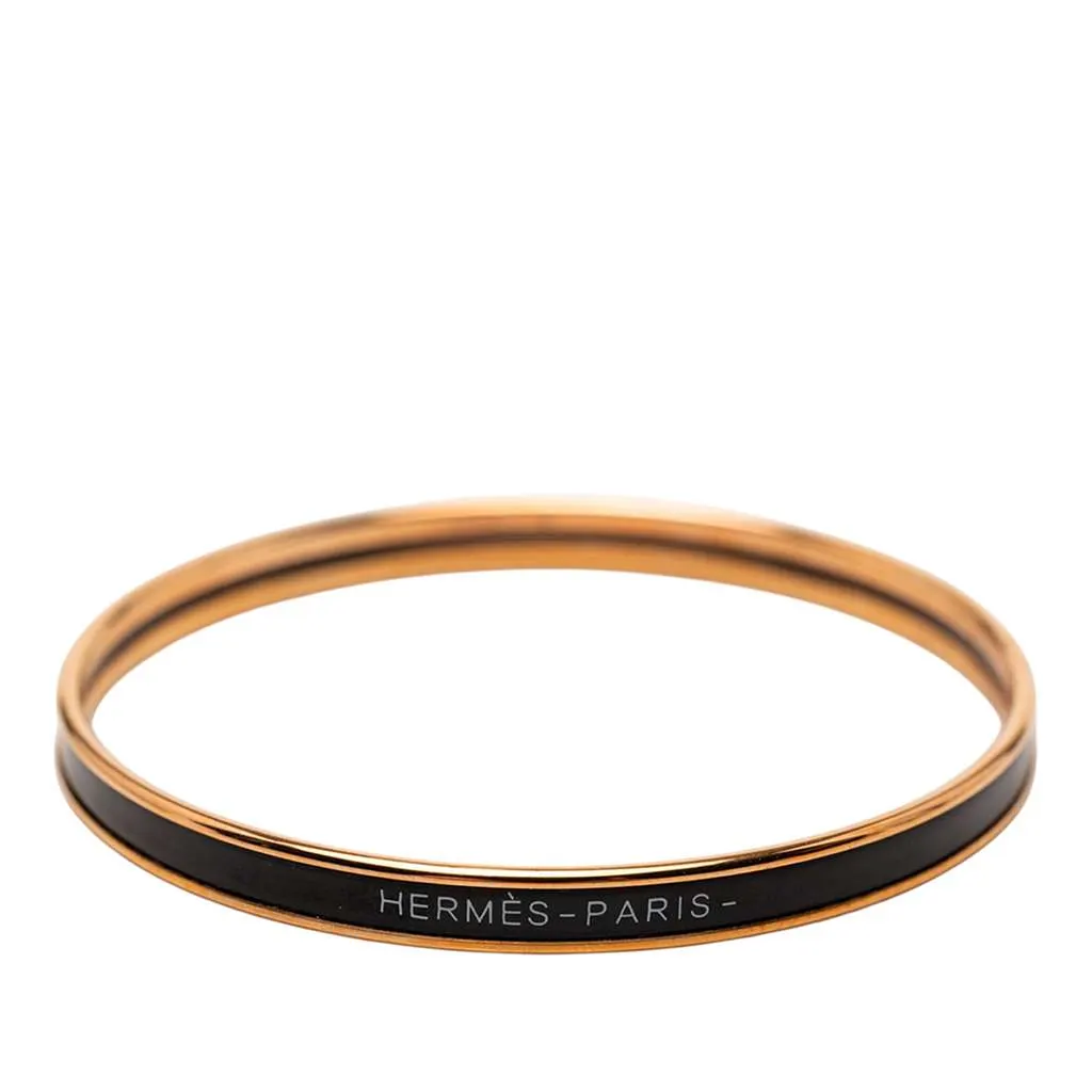 Hermès Extra Narrow Enamel Uni Bangle 62 Black Very good - Model View