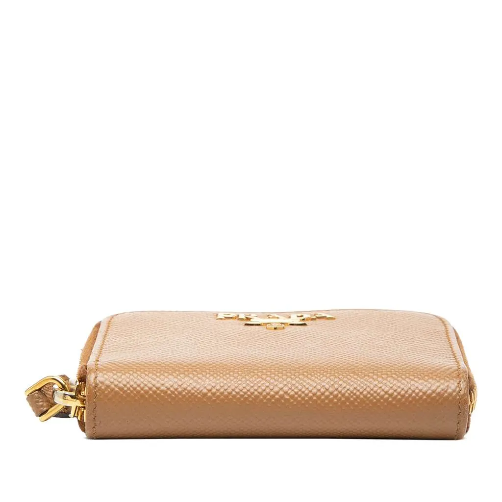 Prada Saffiano Zip Around Coin Pouch Brown Leather Very good - Inside View
