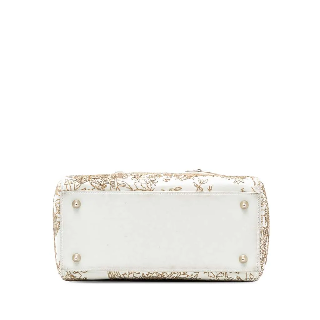 Dior Medium Calfskin Embroidered Jardin D Hiver Lady Dior White Leather Very good - Inside View