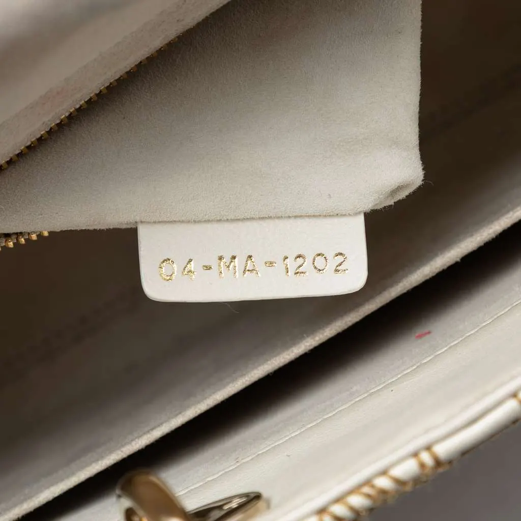 Dior Medium Calfskin Embroidered Jardin D Hiver Lady Dior White Leather Very good - Box View