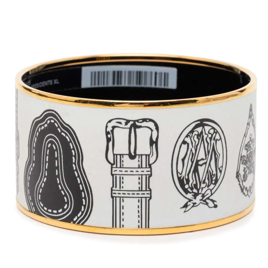 Hermès Extra Wide Harnais des Presidents Enamel Bangle 65 White Very good - Inside View