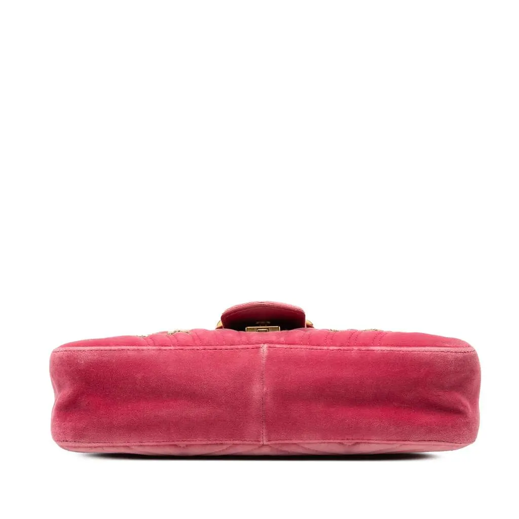 Gucci Large GG Marmont Matelasse Velvet Embroidered Blind For Love Shoulder Bag Pink Velvet Very good - Inside View
