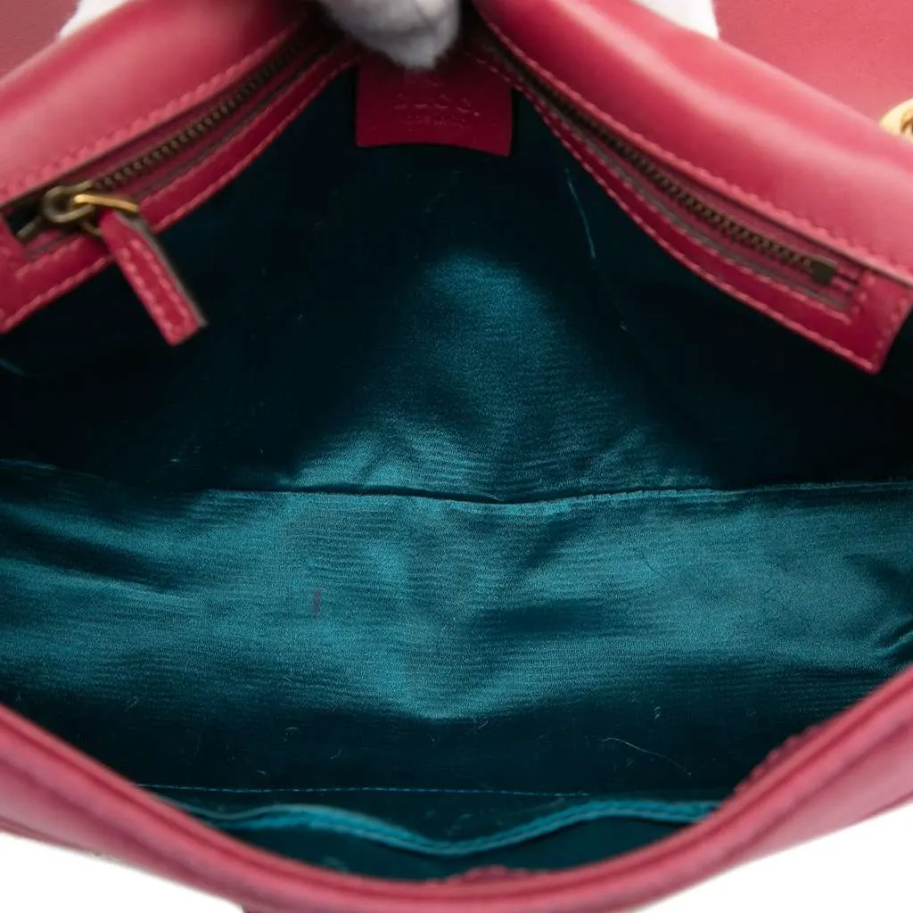 Gucci Large GG Marmont Matelasse Velvet Embroidered Blind For Love Shoulder Bag Pink Velvet Very good - Model View